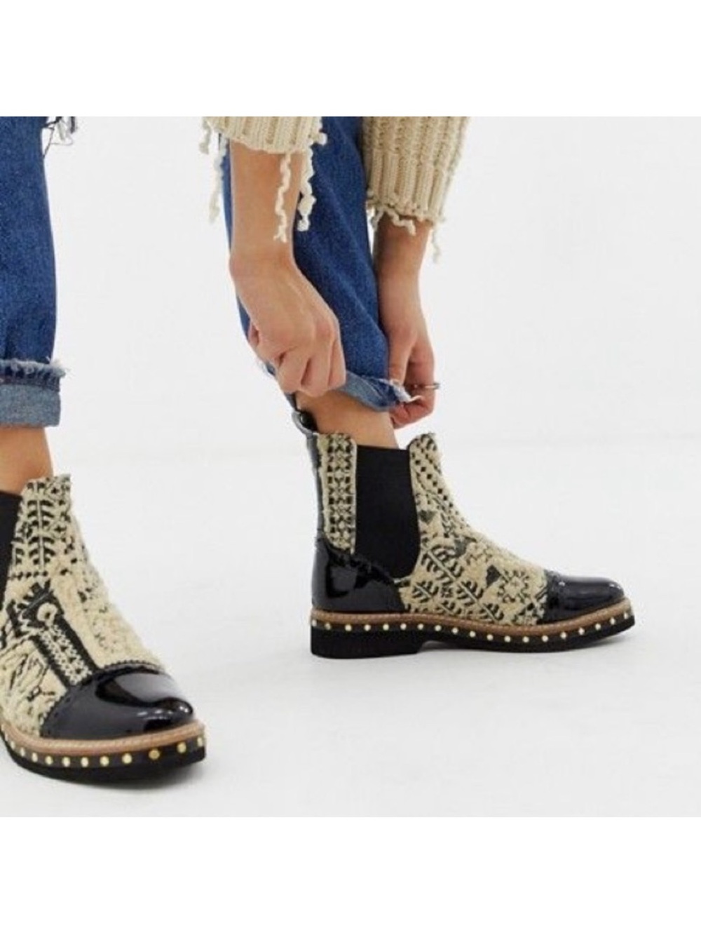 Free People Textile Atlas Chelsea Boots 40
